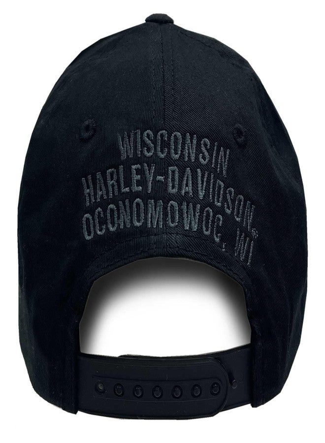 HARLEY DAVIDSON Harley-Davidson Men's Striped Down Adjustable Snapback Baseball Cap - Gray/Black - Image 2